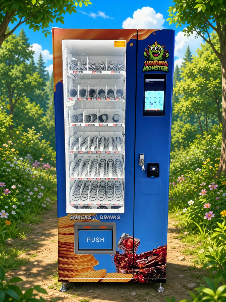 Vending Monster automaten vanaf de zijkant